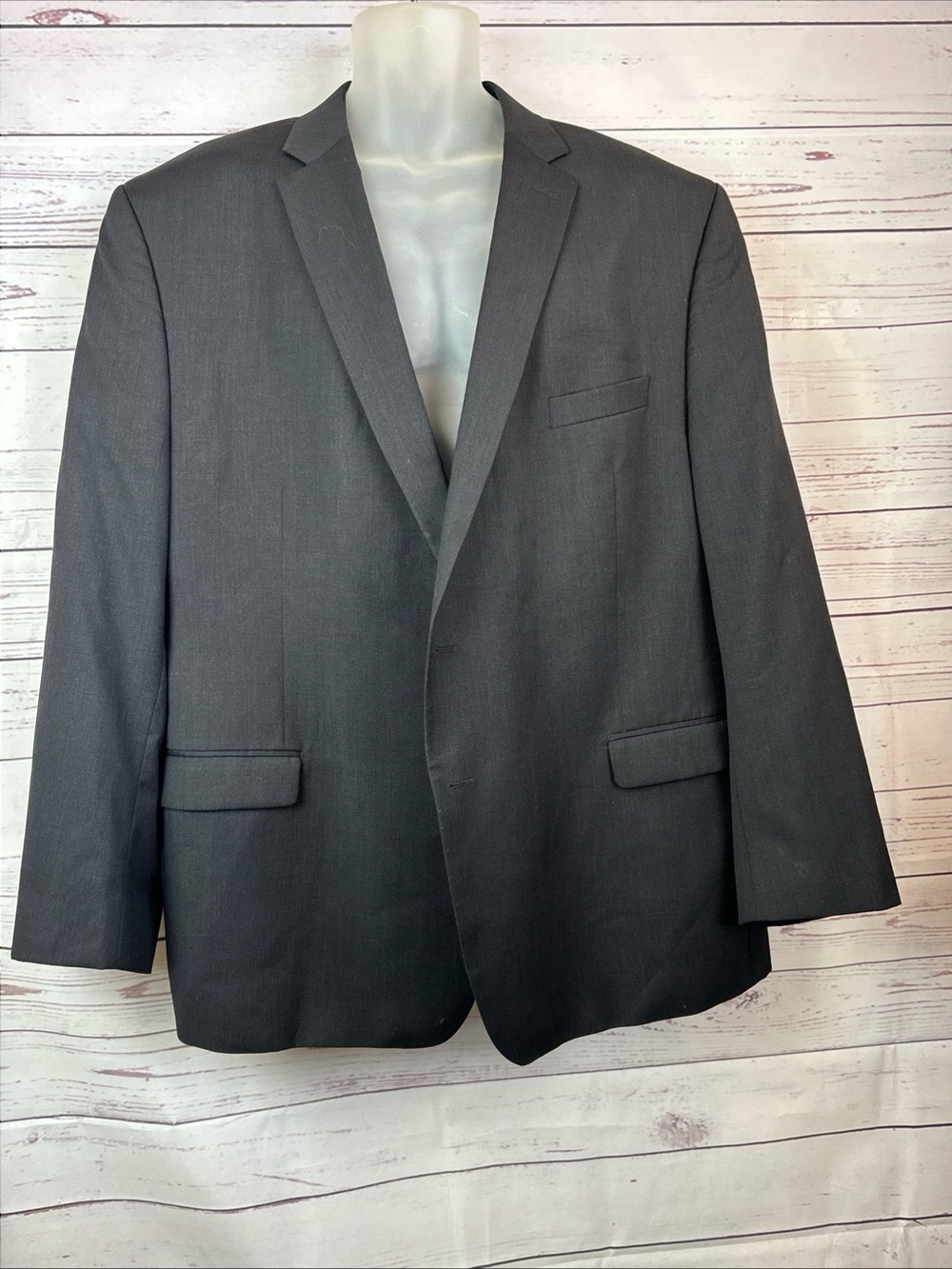 CALVIN KLEIN Mens Blazer Sport Coat Two Button Jacket 50R Dark Gray  Wool 2-Vent